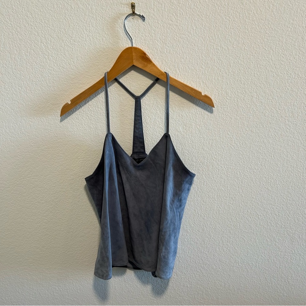 AS by DS Windy City Grey Suede Cami CamisoleTop- 100% leather